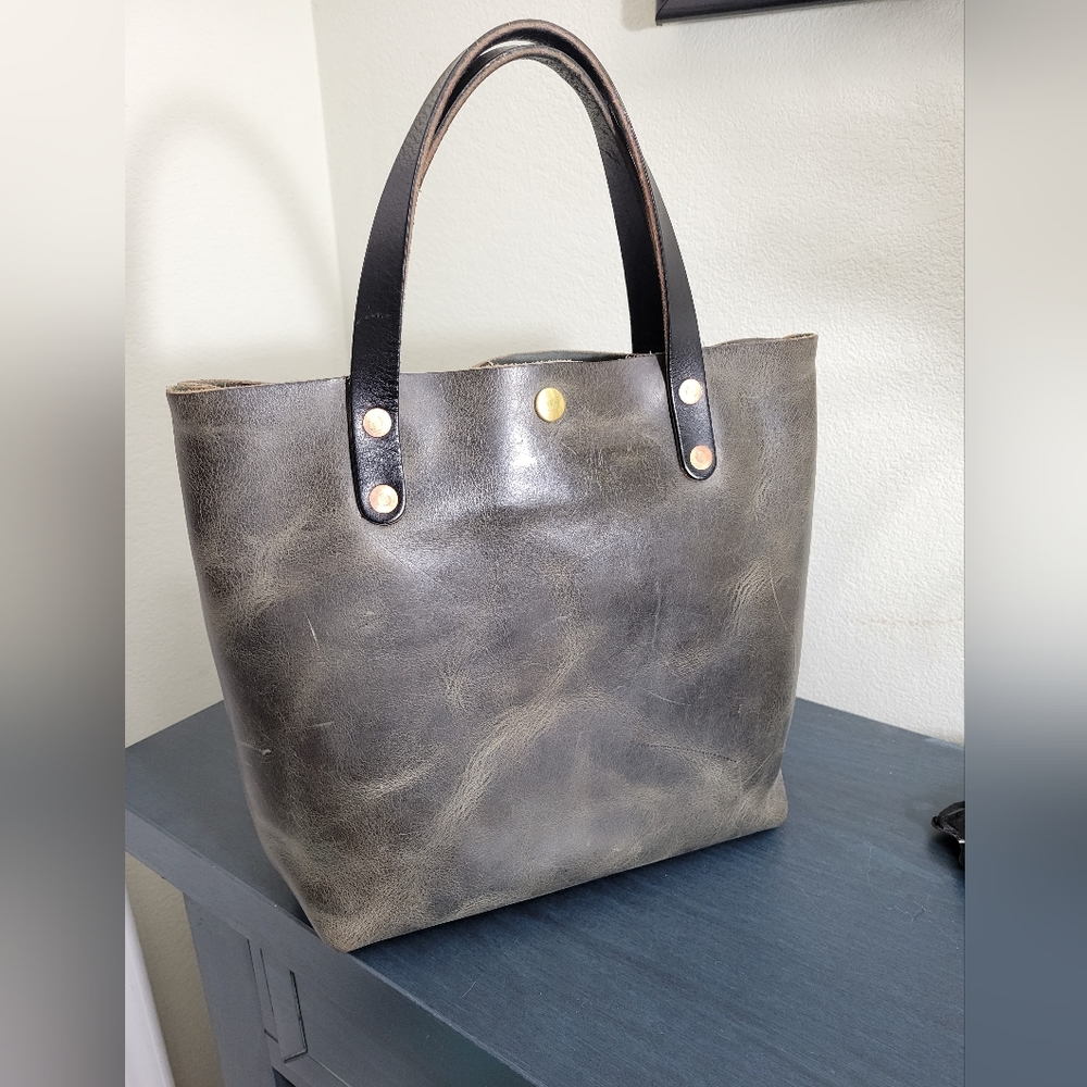 KMM & Co grey sky mini tote w/CB strap